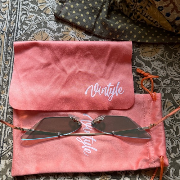 Vintyle Blue Rimless Sunglasses - Picture 7 of 8